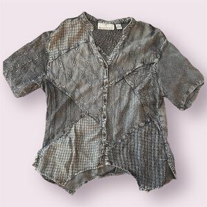 ⚡️2/$15 Sacred Threads: Patchwork Blouse Grey Size Medium